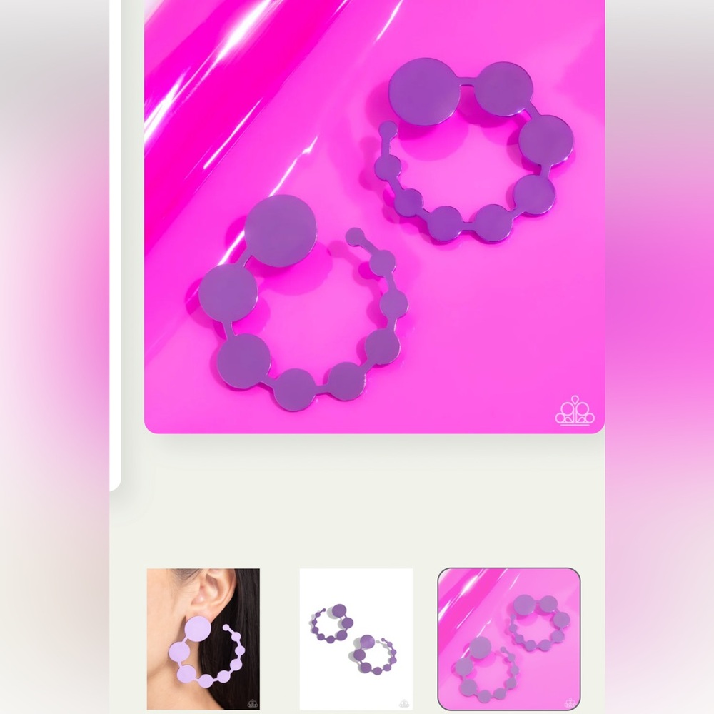 🟣🟣🟣 “HAVE IT BOTH PHASE” PURPLE METALLIC POST HOOP EARRINGS ~ PAPARAZZI❗️🟣🟣🟣 - Picture 5 of 5